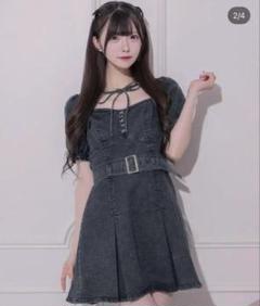 pium デニムワンピ プリーツデニムベルトミニワンピース pium ピウム プリーツベルトデニムミニワンピース - メルカリ
