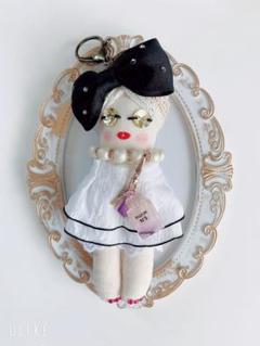 ドールチャームハンドメイド♡ブラックストーンリボン