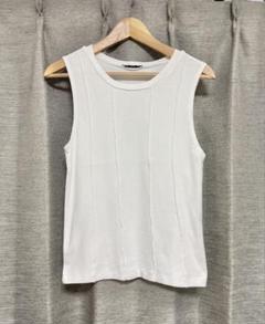 【お買得】ZARA ザラ　タンクトップ　ノースリーブシャツ　白　Sのサムネイル