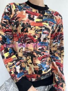 【再入荷】 激レア！90s ヒスグラ 総柄 ヒスガール ポケット付 スウェット トップス