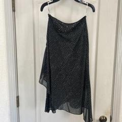 VIVA YOU 黒の水玉模様ドレープスカート　M