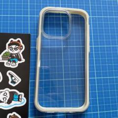 ★ iPhone14pro クリアケース　ベージュ　ステッカー付き　耐衝撃
