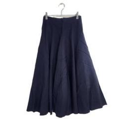ロングスカート ネイビー L イタリア製 フレア 上品 ゆったり きれいめ 春秋