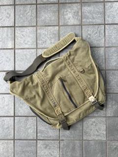 LLbean ベージュ キャンバス レザー メッセンジャーバッグ Vintage LL Bean Canvas Leather Crossbody Flap Messenger
