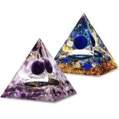 ピラミッド　紫水晶　青水晶　治療石セット　ヨガ　瞑想　水晶石　エネルギー発生器