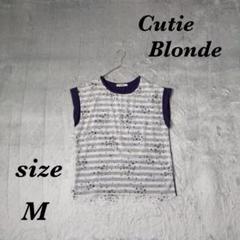 キューティーブロンド (M) ノースリーブトップス ジュエルネック 薄手 夏服