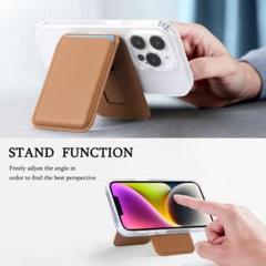 スマホ用カードケース スタンド付き マグネット吸着　パンプキン色