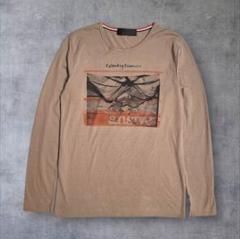 00's vintage Tシャツ プリントデザイン 長袖 S ブラウン