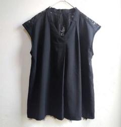☆美品☆エニィファム　Vネック　バックレースカットソー　タック　ブラック　２