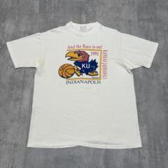 90s Hanes USA製 カンザス大学　ジェイホークス　バスケ　カレッジ