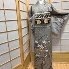 ［4434］訪問着 草花吉祥 たたき染 金彩 正絹 着物 袷