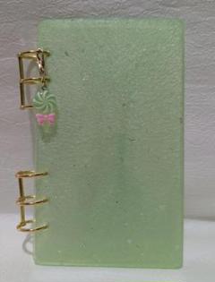 バインダー　ハンドメイド　A6　レジン　グリーン　推し活