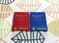 プレイステーション2　メモリーカード　メタリックレッド＆メタリックブルー