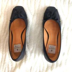 LANVIN ブラック フラットシューズ リボン付き　２３センチ