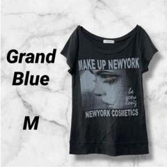 998　グランドブルー　ブラック　フォトプリントＴシャツ　ラインストーン装飾　Ｍ