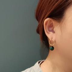 9TAN⋰Earth⋰ガイヤ　グリーン　天然石　サージカルステンレス　ピアス