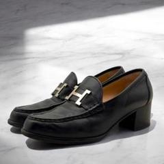 HERMES エルメス コンスタンス ローファー ヒール レザー ブラック