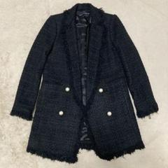 ZARA ダブルブレスト テーラードジャケット ツイードジャケット パールボタン