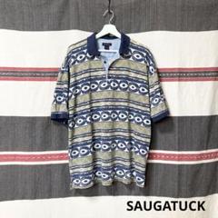SAUGATUCK ネイティブ柄ボーダー プリントポロシャツ オールドスケート