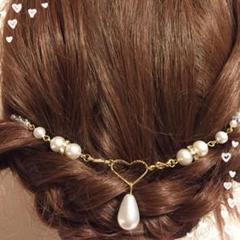 再販♡バックカチューシャ ☆ハートしずくパール ☆