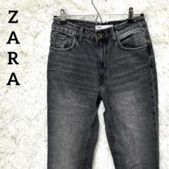 ZARA ザラ 裾カットオフ ストレート ダメージデニム グレー サイズ36