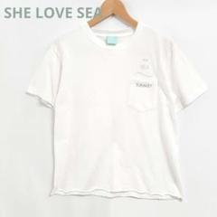 SHE LOVES SEA プリントTシャツ　半袖　ビーチ　海　サマー　白