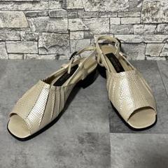 MARRON マロン　オープントゥパンプス　22.5cm ベージュ