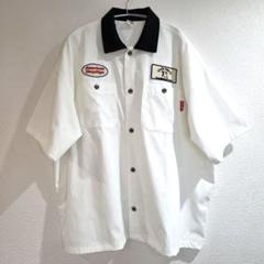 【美品】半袖 ワークシャツ L オーバーサイズ 白、黒 ヴィンテージ