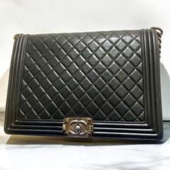シャネル ボーイシャネル30 ラージ ラムスキン SV金具 黒