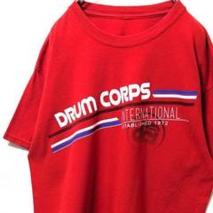 ドラムコーインターナショナル ロゴ Tシャツ レッド 赤 古着