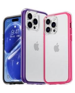 iPhone14 Pro Max ケース クリア ピンク 蛍光色 カバー