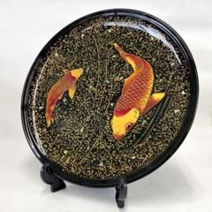 SF22 若狭塗 盆 わかさぬり 変わり塗り 貝殻 松葉 鯉 漆器