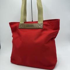 【美品】LANCEL キャンバス　レザー　トートバッグ　A4 収納　大容量　赤