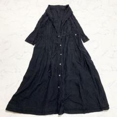 【リネン100%】ネストローブ　Aラインロングシャツワンピース　カシュクール
