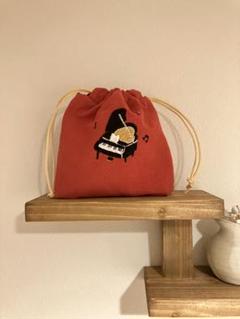 きなさかた様刺繍ポーチハンドメイドピアノ手刺繍樋口愉美子オーダー