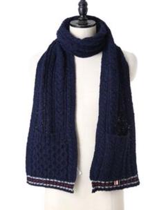 THOM BROWNE コットンマフラー 大判 トリコロール ポケット付き 201014-080_6.jpg