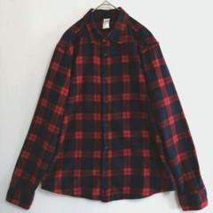2638　anko　長袖ネルシャツ　L　赤　紺　チェック　US古着