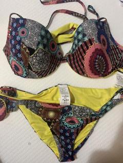 シェルJG4B 水着ビキニインポートブラックピンク花柄和柄新品