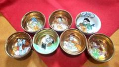 難あり  九谷 おちょこ 骨董  七福神 九谷焼き 七福神 おちょこ 骨董品 （X0101 ◇【九谷焼】七福神