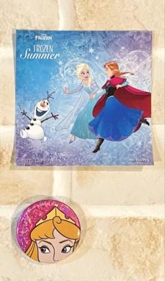 プリンセスパーティーモーメント　オーロラ缶バッジ&アナと雪の女王