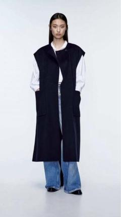 ゆう　ZARA ダブルフェイス　ウールブレンドベスト　ネイビー　XS-S ゆう様専用 ZARA ダブルフェイス ウールブレンドベスト ネイビー
