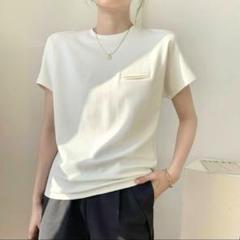 半袖 Tシャツ 白 オシャレ シンプル 丸首 レディース 白T トップス 二の腕