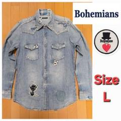 Bohemians ボヘミアンズ　デニムパッチウエスタンシャツ　Lサイズ
