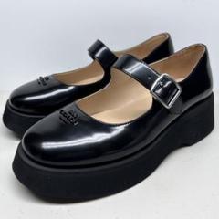 極美品■COACH コーチ【23.0】メリージェーン 厚底 本革 レザー 黒 極美品□COACH コーチ【23.0】メリージェーン 厚底 本革 レザー 黒