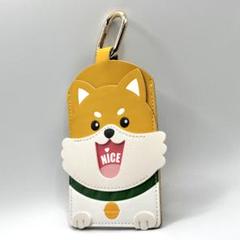 柴犬 スマイル パスケース カラビナ付き 犬雑貨 ICカード 定期入れ