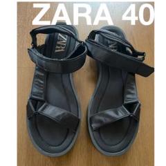 ZARA ブラックサテンスポーツサンダル 40