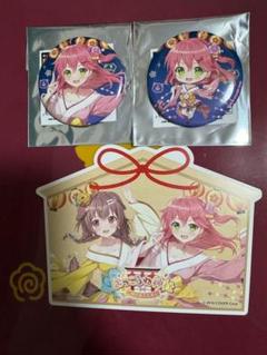 みっころね神社 ゆく年 缶バッジ SHIBUYA TSUTAYA 絵馬風カード