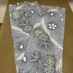 未使用 有松絞り 絞り ブルーグレー系 花柄 綿浴衣 お仕立て上がり絞り浴衣単品「フラワータペストリー ブルー