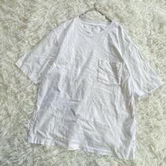 UNIQLO/ユニクロ　オーバーサイズポケツキTシャツ/5分袖　L　ホワイト