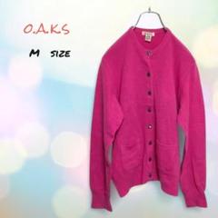 o.a.k.s カーディガン ピンク 厚手 (M) 長袖 ウール 送料無料